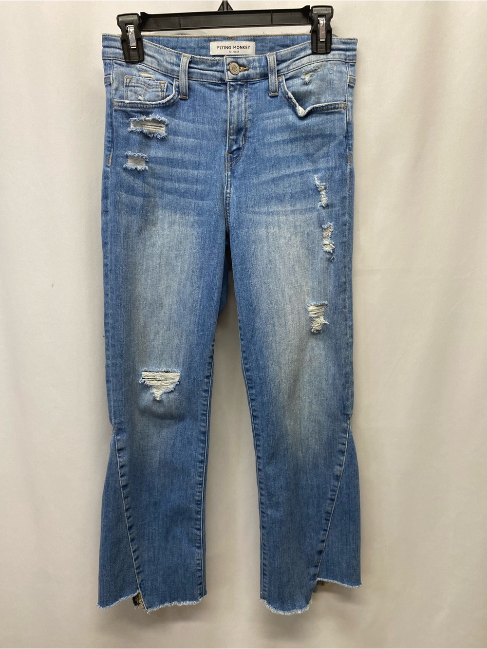 Flying Monkey Platinum flare jeans size 28 womens distressed Y2K style denim